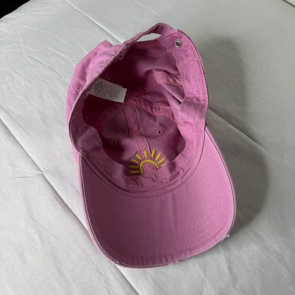 Aerie Pink Distressed Sunrise Hat Adjustable Dad Cap Style Strapback Boho Beach - Picture 7 of 9